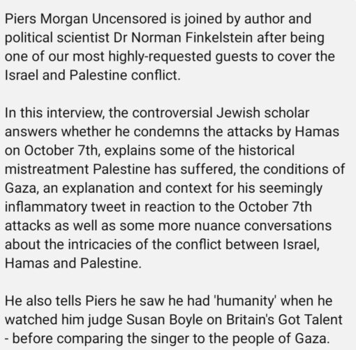 Piers Morgan Vs Norman Finkelstein On Israel And Palestine The Full Interview Islamic Bridge